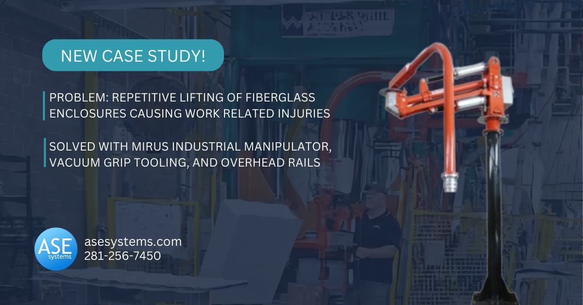 Repetitive lifting of fiberglass enclosures out of a molding machine