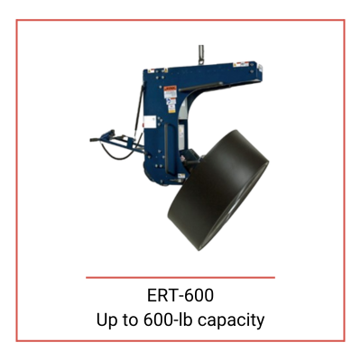 Powered hoist-based roll handling device lifting a heavy industrial roll ERT 600