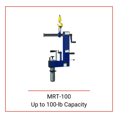 Manual hoist-based roll handling equipment rotating a cylindrical material MRT 330